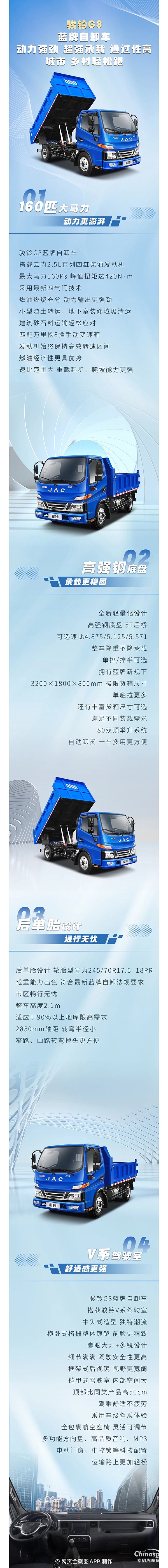 江淮1卡駿鈴G3藍牌自卸車，城鄉(xiāng)建材、砂石運輸輕松跑！