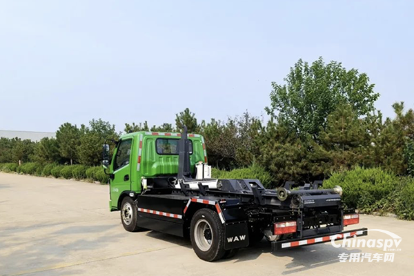 五征純電動(dòng)車廂可卸式垃圾車，可一車多箱，垃圾收集站轉(zhuǎn)運(yùn)配套