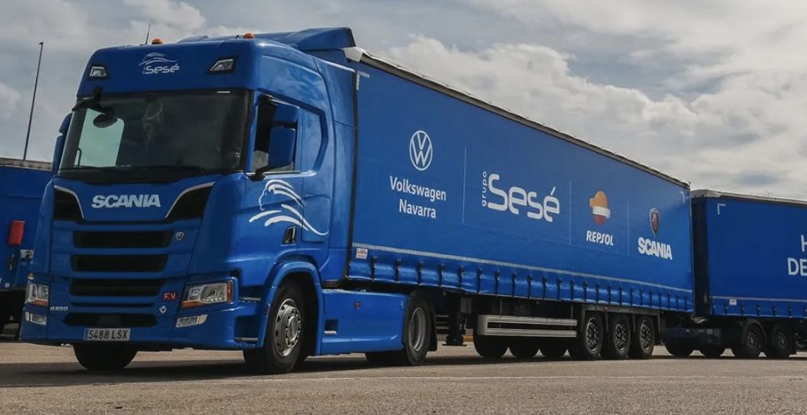 西班牙首輛斯堪尼亞可再生燃料的雙掛列車投入使用